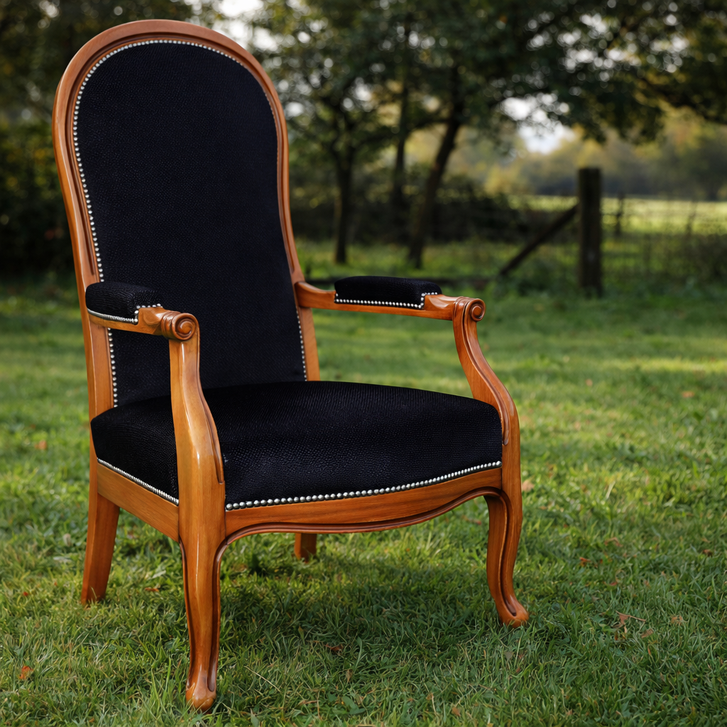 fauteuil voltaire restauré noir tapissier nantes